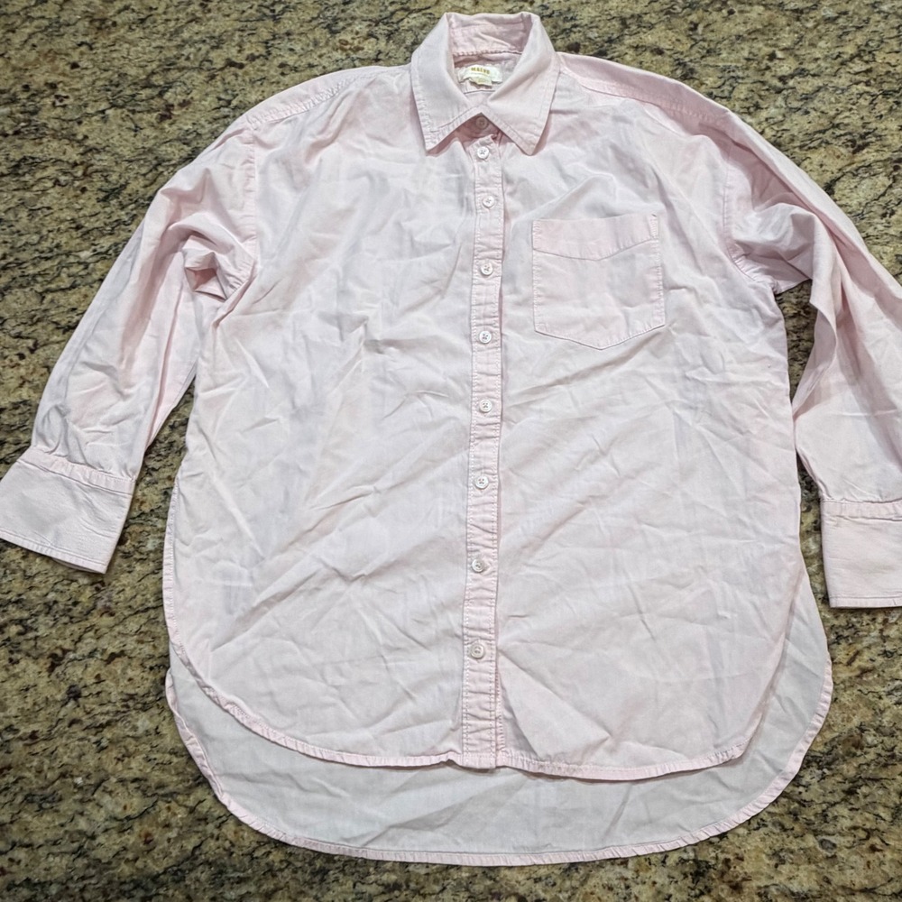 Maeve Anthropologie Pink Button Down Shirt Long Sleeve High Low Hem XS ws